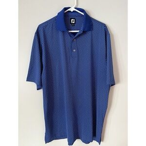 FootJoy Polo Shirt Mens XL Blue Circle Athletic Fit Geometric Golf Performance